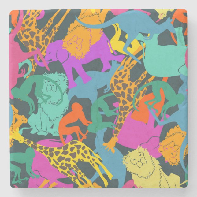 Djurt Silhouettesmönster Underlägg Sten (Framsidan)