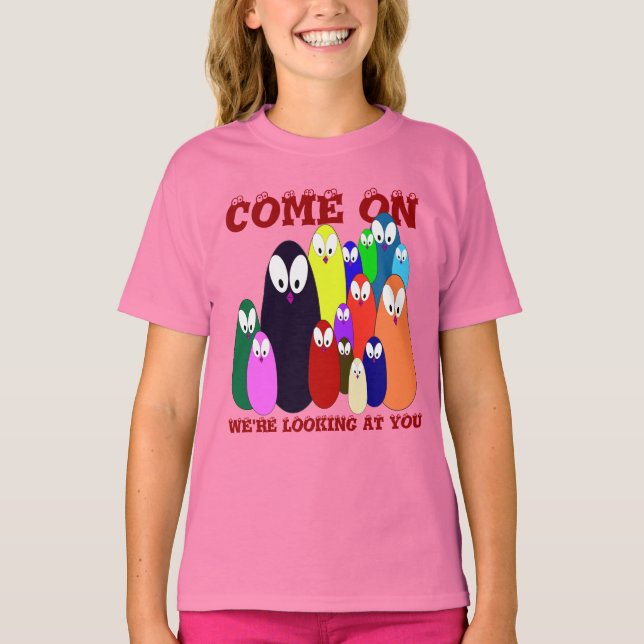 Djurt-tröjor: Penguiner: KOM PÅ T-shirt (Framsida)