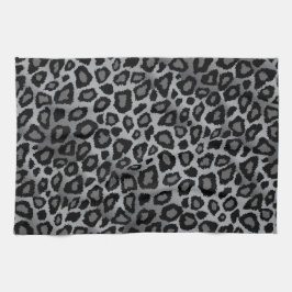 Djurt tryck för grå och svart Leopard Kökshandduk
