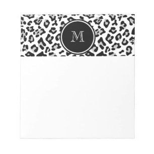 Djurt tryck för grå svart Leopard med monogramen Anteckningsblock