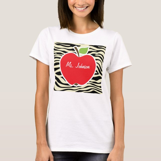 Djurt tryck för kräm- zebra ränder; Apple T-shirt (Framsida)