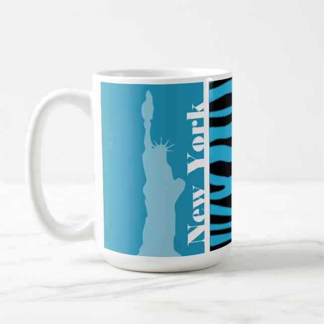 Djurt tryck för ljus Cerulean sebra; New York Kaffemugg (Vänster)