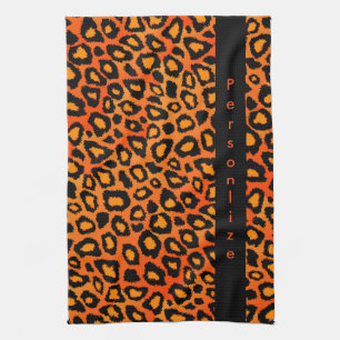 Djurt tryck för ljus orange Leopard Kökshandduk