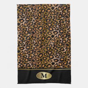 Djurt tryck för MonogramLeopard Kökshandduk