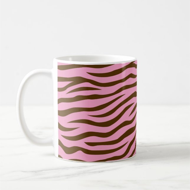 Djurt tryck för rosa- och bruntzebra ränder kaffemugg (Vänster)