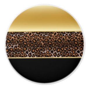 Djurt tryck för svart och guld- Leopard Knopp