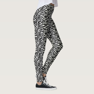 Djurt tryck för vild, sebra i svartvitt leggings