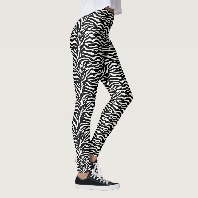 Djurt tryck för vild, sebra i svartvitt leggings (Höger)