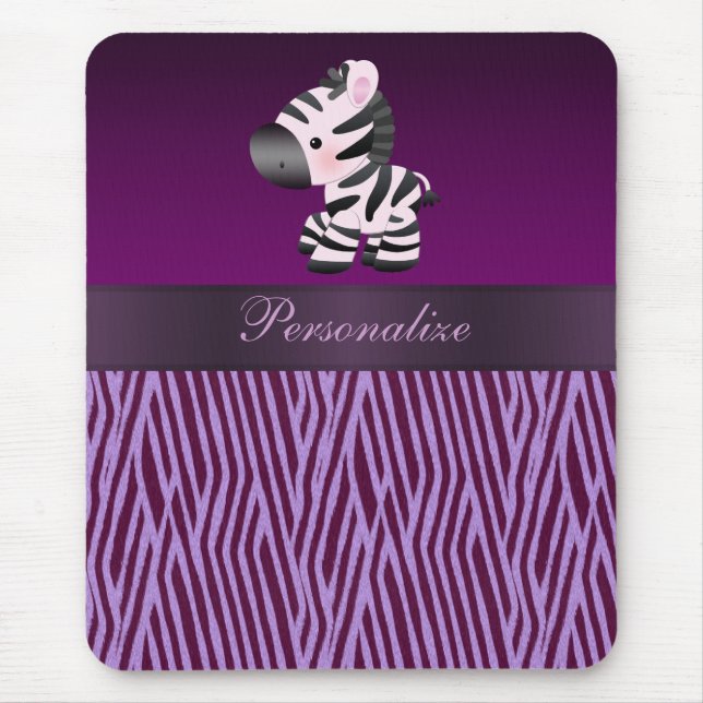 Djurt tryck Mousepad för sebra- & lilaFauxstruktur Musmatta (Framsidan)