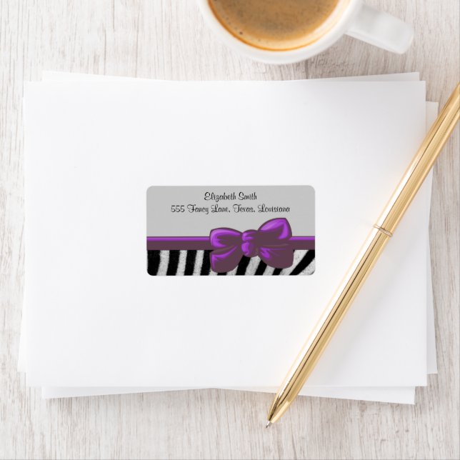 Djurt tryck, zebra ränder - svart vit adressetikett (Insitu)