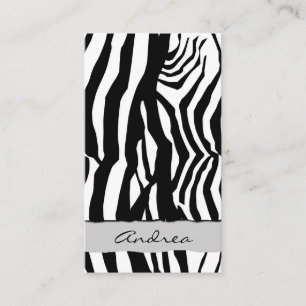 Djurt tryck, zebra ränder - svart vit visitkort