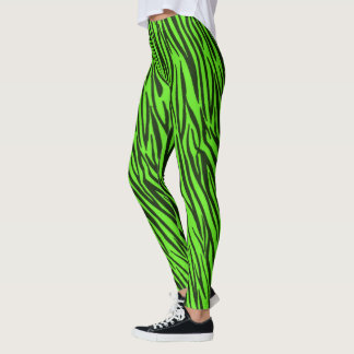 Djurt tryckmönster för grön zebra ränder leggings