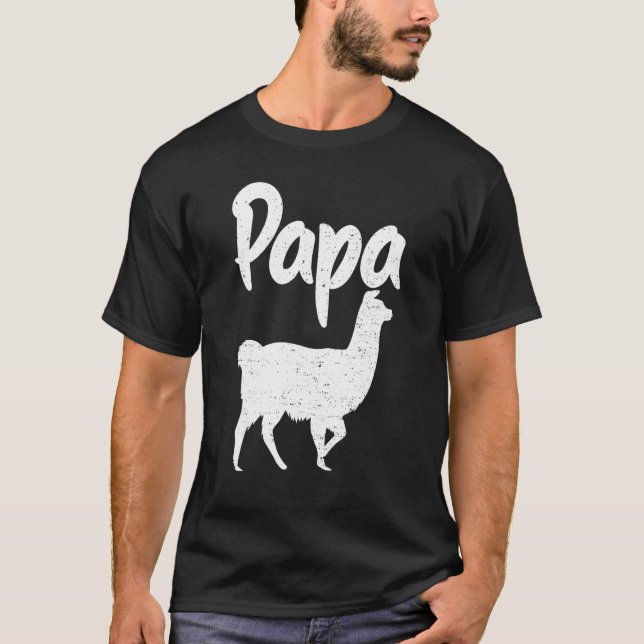 Djurtema Fars dag Tee Cute Pappa Llama Anima (Framsida)