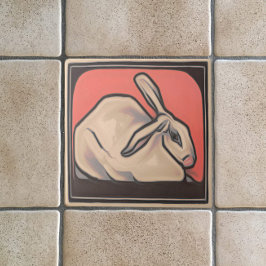 Djurtema för kanin i art nouveau Vintage Bunny Rab Kakelplatta