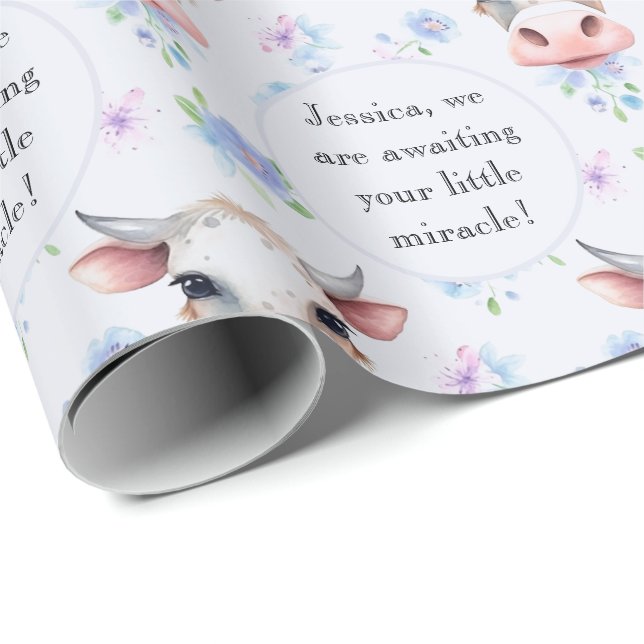 Djurtext för groddjursodling i Stil, blå vattenfär Presentpapper (Rullad Hörn)