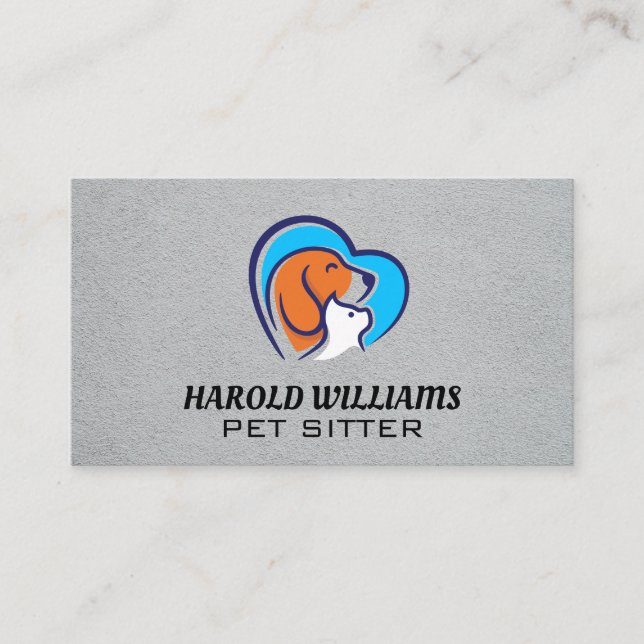 Djurtjänster | Hund Cat Heart-Logotyp Visitkort (Framsida)
