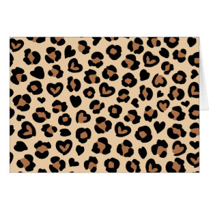 Djurtryck, Bleopard, Cheetah Spots, Hearts Hälsningskort