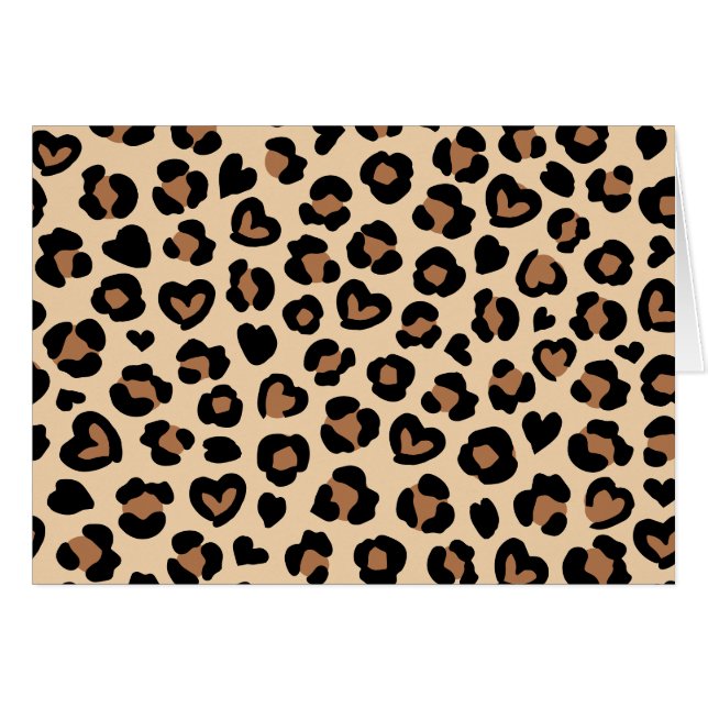 Djurtryck, Bleopard, Cheetah Spots, Hearts Hälsningskort (Framsidan Horizontal)