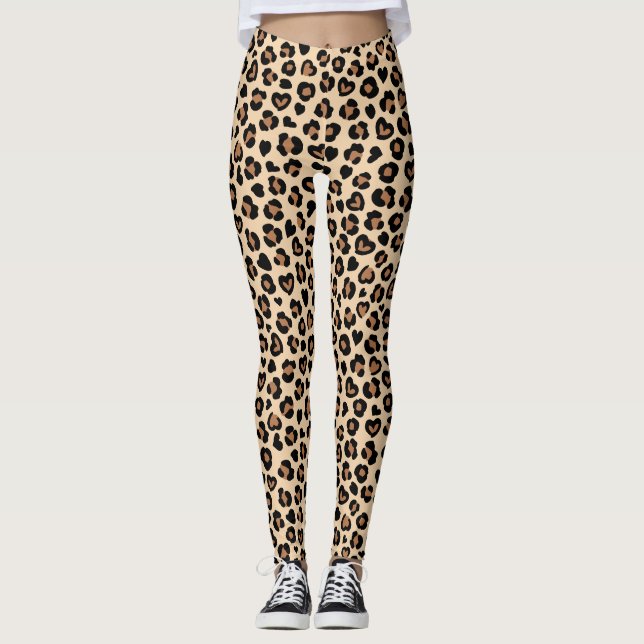 Djurtryck, Bleopard, Cheetah Spots, Hearts Leggings (Framsida)