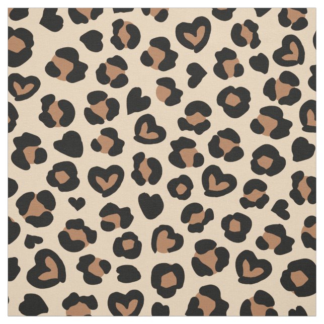 Djurtryck, Bleopard, Cheetah Spots, Hearts Tyg (Provkarta)