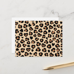 Djurtryck, Brun Leopard, Gepardfläckar, Hjärtan Vykort
