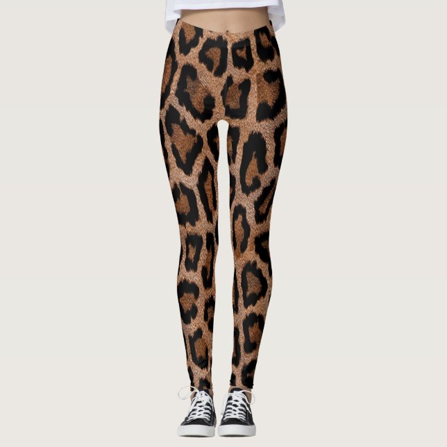 Djurtryck Fläckig Leopard  Leggings (Framsida)