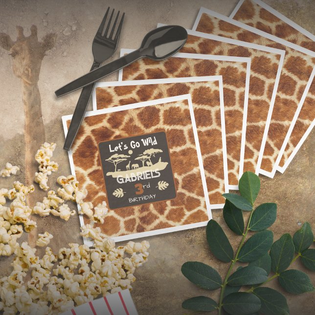 Djurtryck Giraff Födelsedag Pappersservett (Skapare uppladdad)