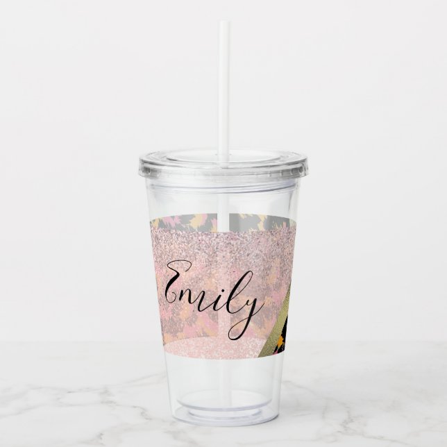 Djurtryck Glänsande Monogram Namn     Take Away Mugg (Framsida)