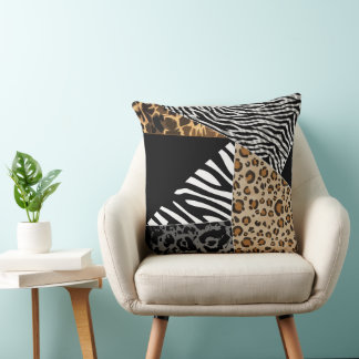 Djurtryck i lapptäcke Zebra Leopard Kudde