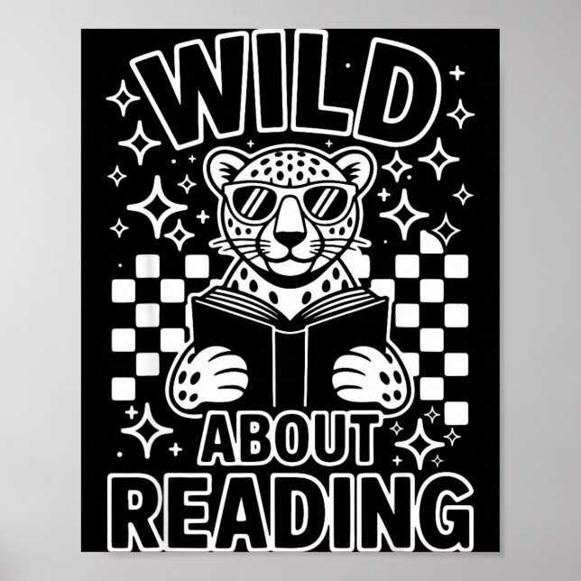 Djurtryck läser en bok karaktär barn vilda om poster (Framsidan)