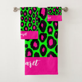 Djurtryck leopard neon grön & anpassat namn