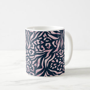 Djurtryck, leopard, tiger, blå, rosa, hud, kaffemugg