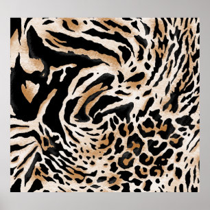 Djurtryck: Leopard Zebra Tiger Poster