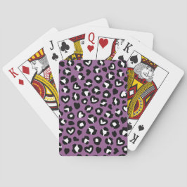 Djurtryck, Lila Leopard, Cheetah Spots, Heart Casinokort