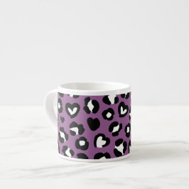 Djurtryck, Lila Leopard, Cheetah Spots, Heart Espressomugg