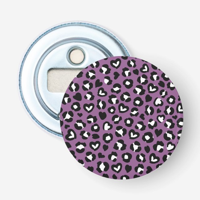 Djurtryck, Lila Leopard, Cheetah Spots, Heart Flasköppnare (Framsidan)