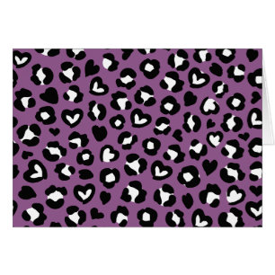 Djurtryck, Lila Leopard, Cheetah Spots, Heart Hälsningskort