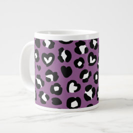 Djurtryck, Lila Leopard, Cheetah Spots, Heart Jumbo Mugg