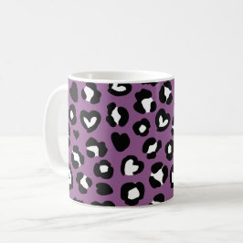 Djurtryck, Lila Leopard, Cheetah Spots, Heart Kaffemugg