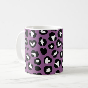 Djurtryck, Lila Leopard, Cheetah Spots, Heart Kaffemugg