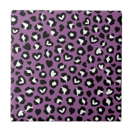 Djurtryck, Lila Leopard, Cheetah Spots, Heart Kakelplatta