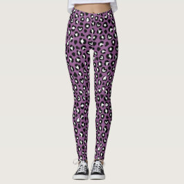Djurtryck, Lila Leopard, Cheetah Spots, Heart Leggings