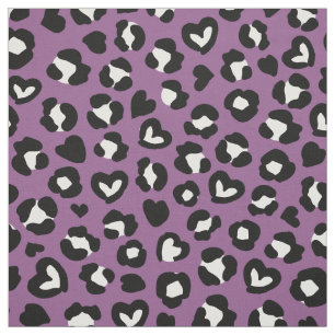 Djurtryck, Lila Leopard, Cheetah Spots, Heart Tyg