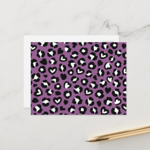 Djurtryck, Lila Leopard, Gepardfläckar, Hjärta Vykort