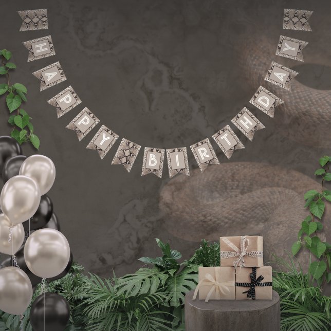 Djurtryck Orm Beige Födelsedag Vimplar (Skapare uppladdad)