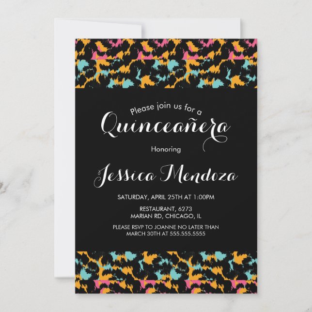 Djurtryck Quinceañera Sweet 16-inbjudan Inbjudningar (Framsida)