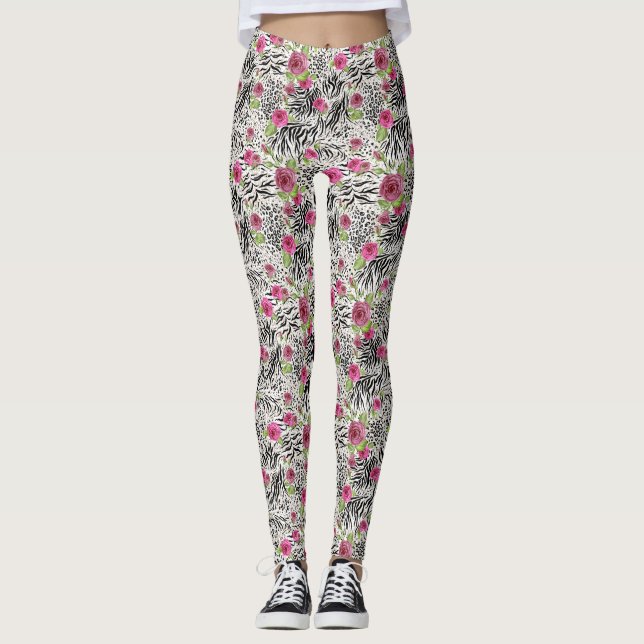 Djurtryck Ro Texturerade kvinnors beningar Leggings (Framsida)