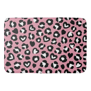 Djurtryck, Rosa Leopard, Cheetah Spots, Hearts Badrumsmatta