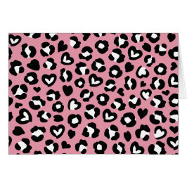 Djurtryck, Rosa Leopard, Cheetah Spots, Hearts Hälsningskort