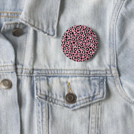 Djurtryck, Rosa Leopard, Cheetah Spots, Hearts Knapp
